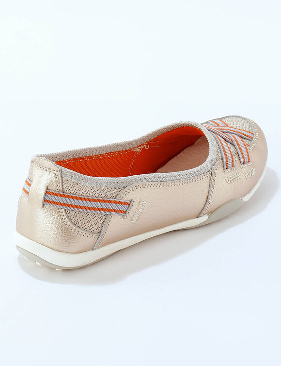 Ballerines souples cuir et textile aéré bandes élastiquées (doré) Ballerines souples cuir et textile aéré bandes élastiquées (doré)